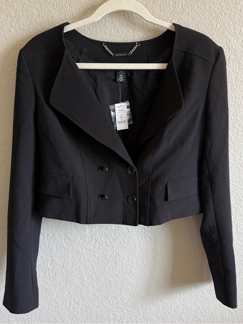 NWT White House Black Markey Black Cropped Blazer Size 10 Officewear Business